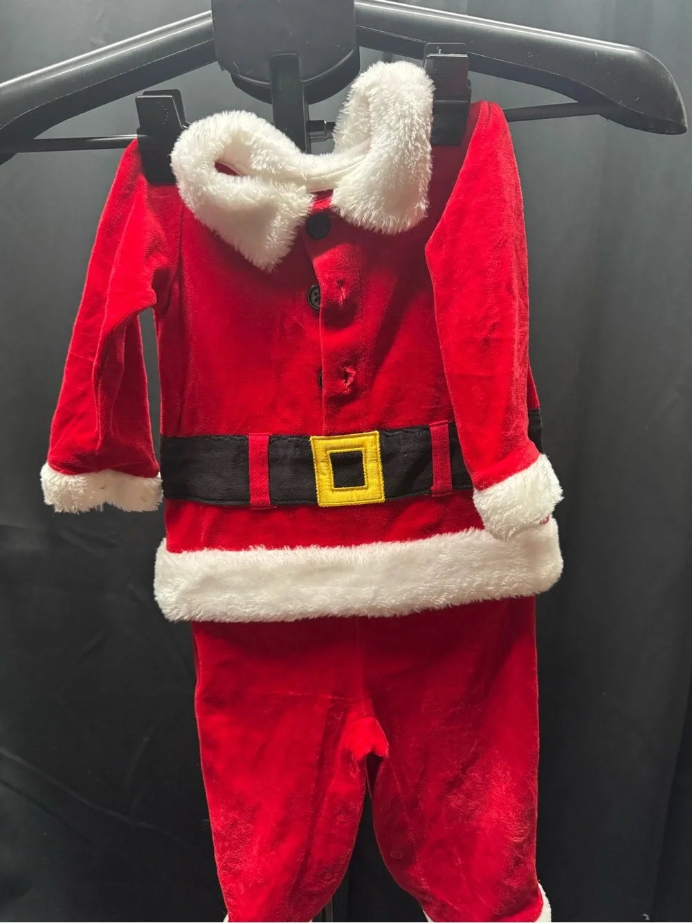 okie dokie Red and White Santa-Inspired Kids Costume with Black Belt